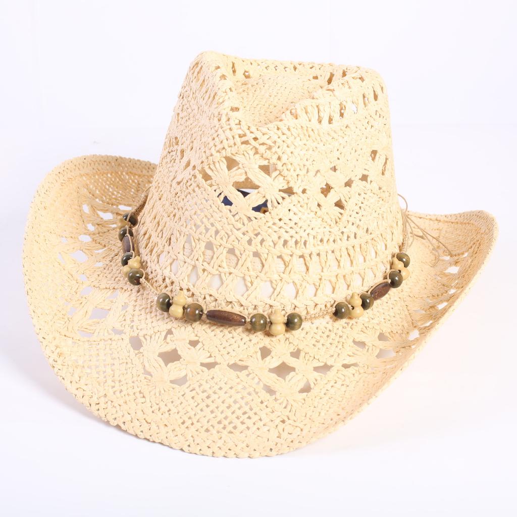 Popular sombrero de vaquero occidental hueco clásico europeo y americano, moda para hombre y mujer, sombrero de paja transpirable para vacaciones, protección solar