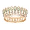Round Princess Queen Tiara European Crystal Full Crown Metal Bridal Wedding Crowns  Birthday Party