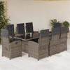 9 Piece Garden Dining Set with Cushions Gray Poly Rattan