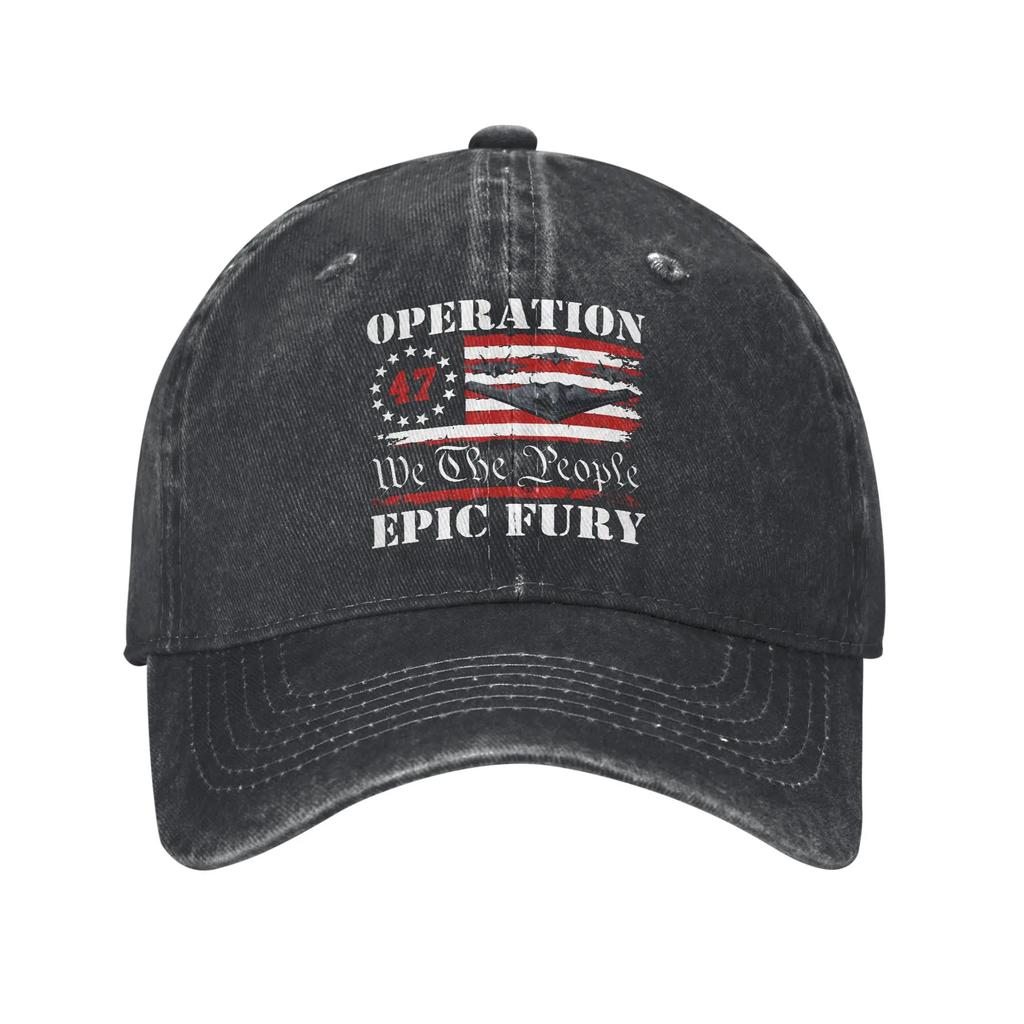 Washed Baseball Cap Operation Epic Fury Summer Trucker Hat For Unisex Women Classic Outdoor Sport Sun Snapback Cap