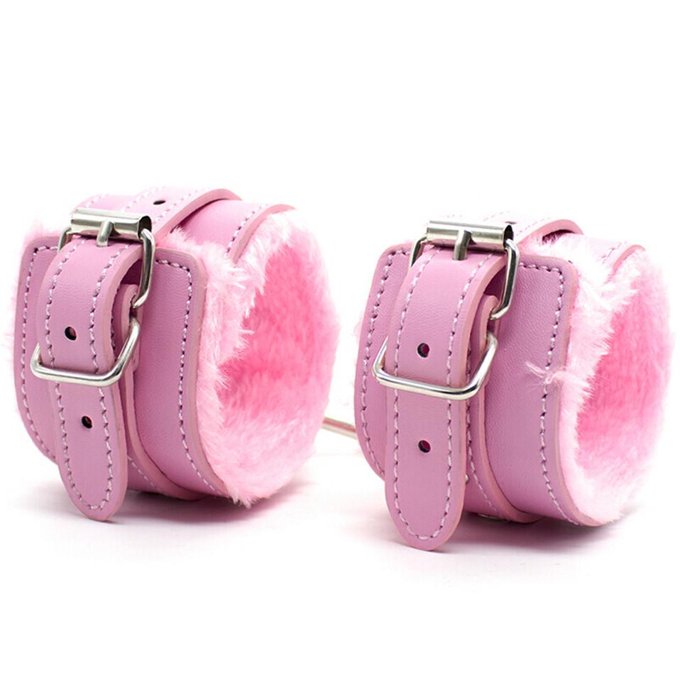 Handcuffs Sexy Metal Adjustable PU Leather Plush Restraints Slave Erotic Wives Cuff Sex Toys for Couples Adult Games