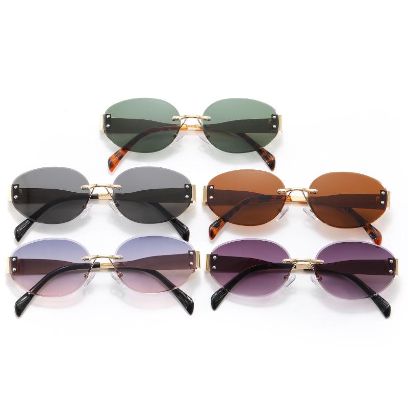Women's Frameless Oval Fashion Sunglasses - High-End, Stylish, and Unique