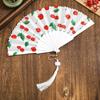 1Pcs Summer Folding Hand Fan Cherry Lemon Fruit Pattern Portable Plastic Frame Fabric Tassel Cooling Fan For Home Women