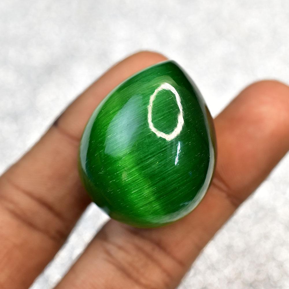 117 ct Pear Cabochon Shape Green Natural Cat'S Eye Loose Gemstone for Jewelry Making and Crafts