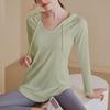 Top de entrenamiento con capucha de manga larga ajustado para mujer Otoño Primavera Cintura Alta Holgado Camisa de Fitness para Correr Yoga Gimnasio
