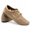 Men's Leather Openwork Lace-up Summer Shoes Polish 563 Beige 45