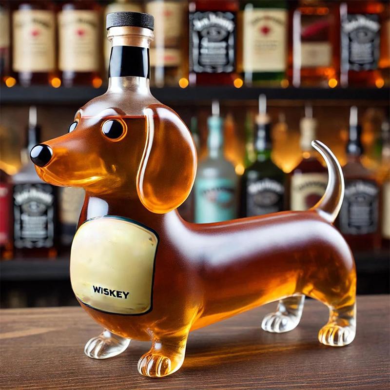 Achshund Dog Whiskey Bottle,3D Sculpted Dachshund Shape Whiskey Glass Tumbler