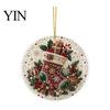 Office Holiday Decorations Christmas Acrylic Hanging Ornament, 2D Flat Double Side Printed Home Decor Santa Snowman Pendant for Tree Window, Festive