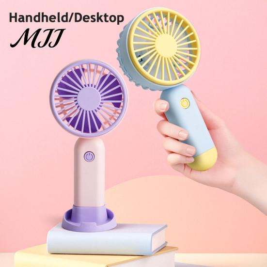 Compact Travel Fan Portable Handheld Mini Fan, 3 Speed USB Rechargeable Personal with Essential Detachable Stand, Quiet Cooling for Office,