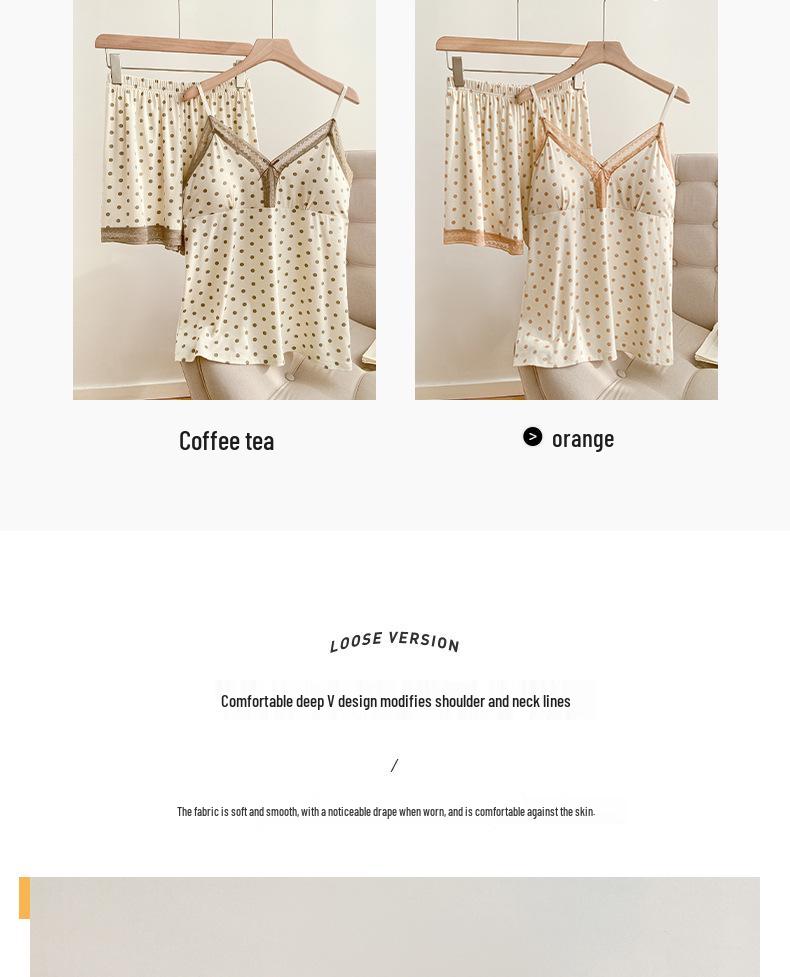 Girly Polka Dot Modal Camisole Pajama Set with V-Strap and Padding - Comfortable Summer Homewear