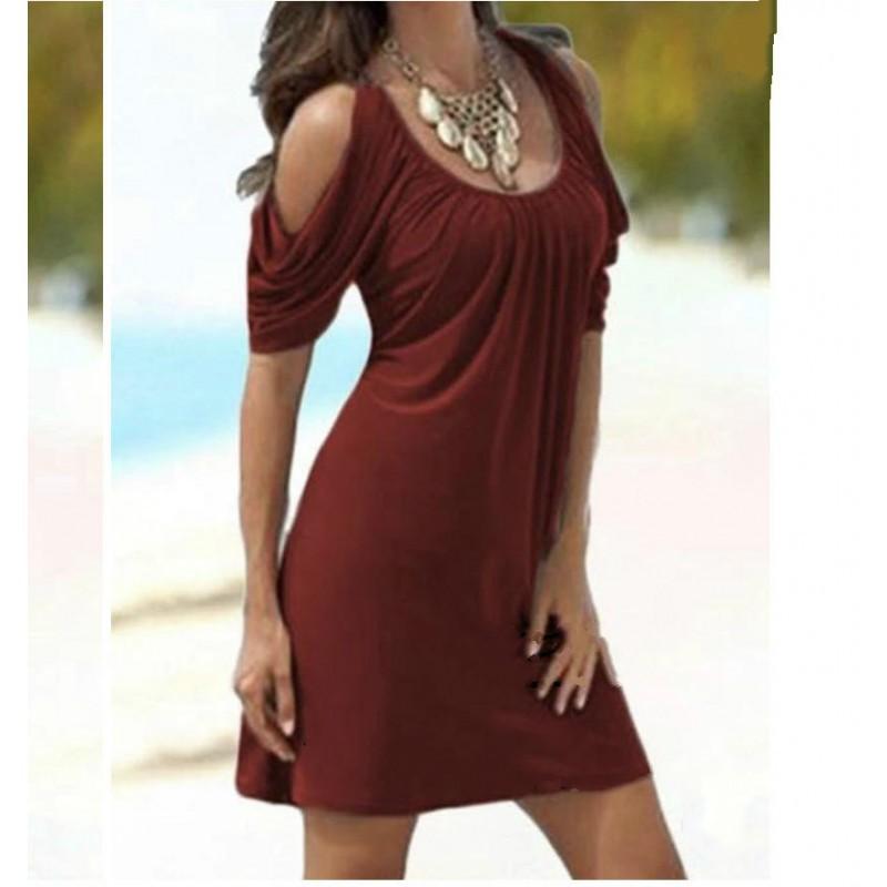 

New Round Collar Pile Sleeves Short-sleeved Dress Hollow Out S