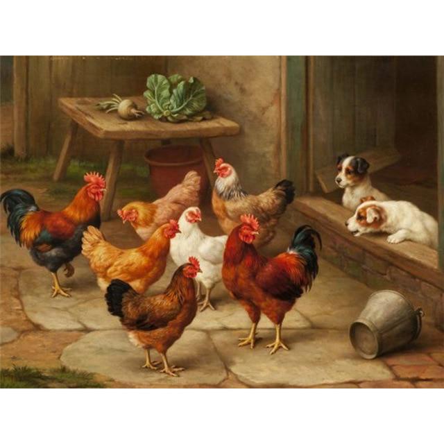 DIY 5D Diamond Painting Rooster Hen Chicken Full Round Diamond Embroidery Cross Stitch
