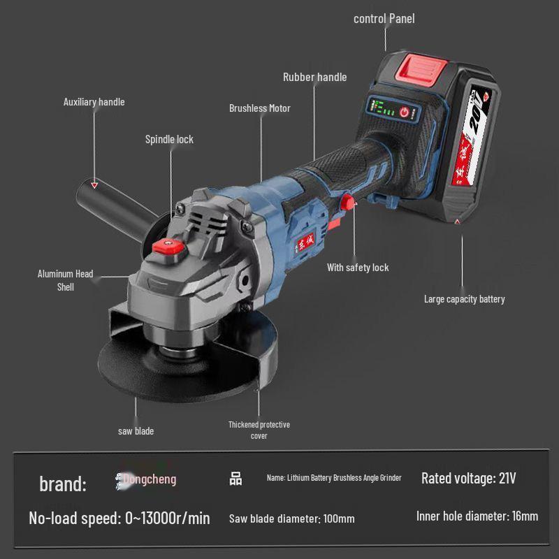 Dongcheng Brushless Power Tool Combo: Rechargeable Lithium Battery Hammer, Electric Drill, Wrench, and Angle Grinder.