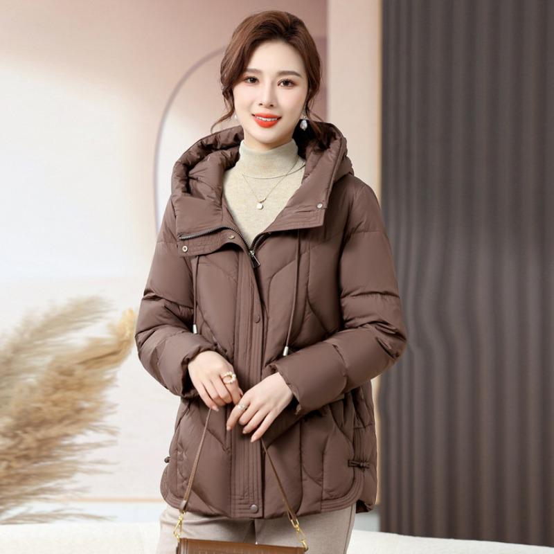 Women's short cotton clothes, mother's autumn and winter clothes, thickened loose down cotton-padded clothes, warm jackets, fashionable and thin
