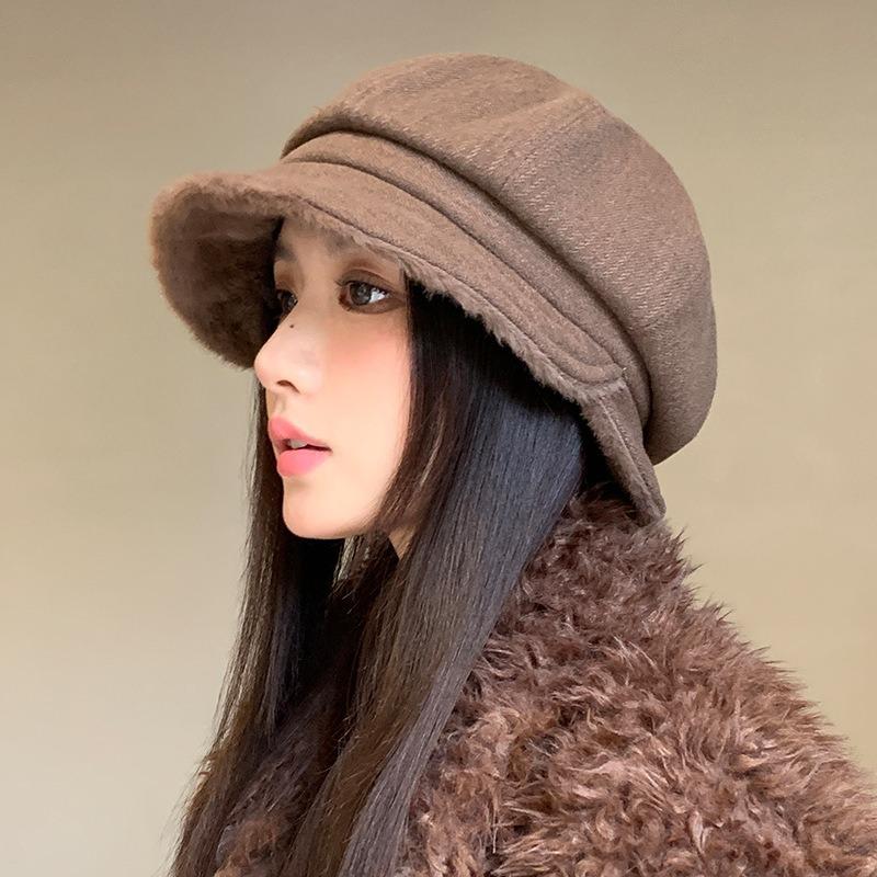 Winter Hat Women's High-end Fleece Thickened Octagonal Hat Fashion Versatile Beret Warm Painter Hat