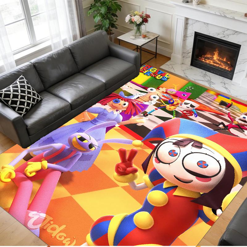 Tappeto Antiscivolo in Velluto di Cristallo, Fantastico Tappeto con Design The Amazing Digital Circus per Interni, Soggiorno, Camera da Letto, Decorazione per la Casa