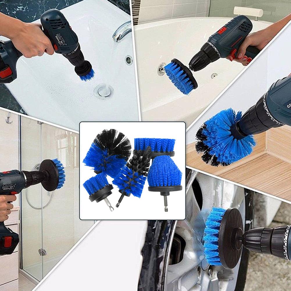 5Pcs Multi-Purpose Electric Drill-Brush Power Scrubber Brush Set Cordless Drill Attachment Kit Kitchen Bathroom Cleaning Kit