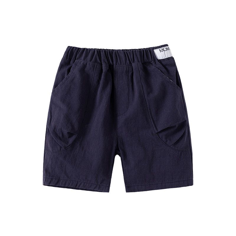 Color Five-Point Shorts, Summer Children's Woven Label Shorts, Baby Boys' Casual Mid-Length Pants, Korean Style Mid-Waist Elastic Waistband Pants