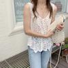 Crochet Lace Tank Top Women Leaf Embroidery Hollow-out Sleeveless Knit Top Cover-up Vacation Bohemian Summer