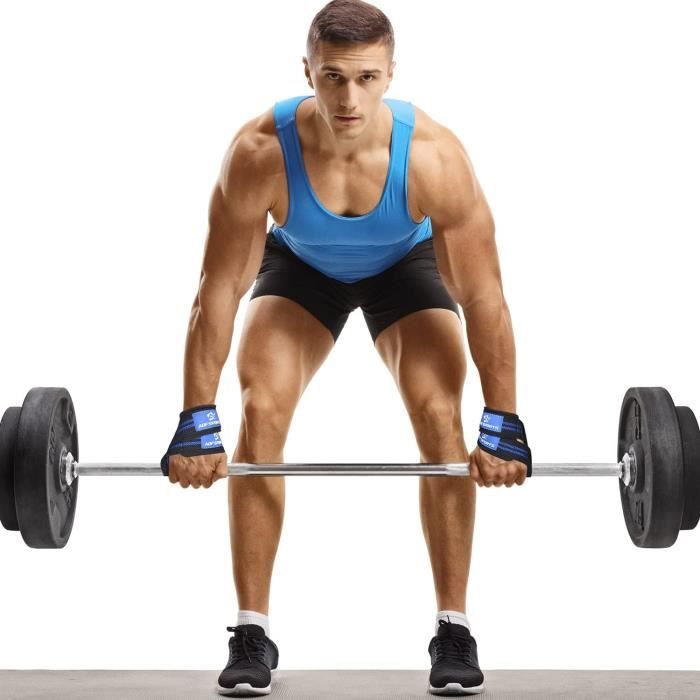 Sangle de Levage - AQF - Figure 8 - Néoprène Rembourré - Support Poignet - Musculation Fitness