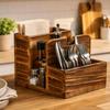 Kitchen Utensils Holder Cutlery Storage Box Versatile Wood Cutlery Silverware Holder for Countertop Cooking Restaurant Office