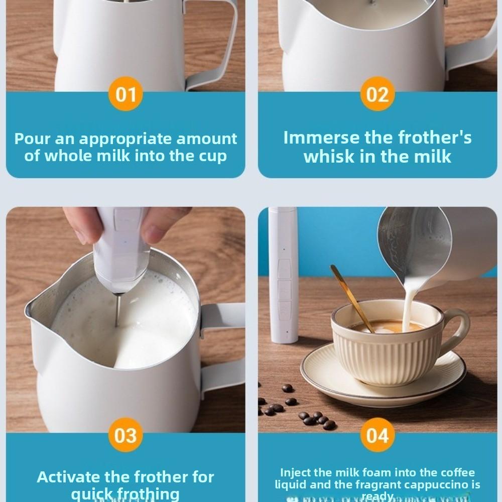 USB Rechargeable Electric Milk Frother 3 Gear Speed Egg Beater Blender Foam Mixer  Cream