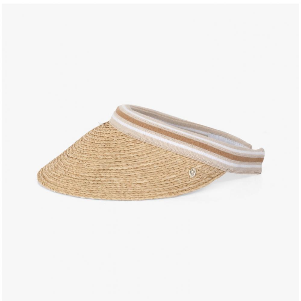 Helen Kaminski Hat50265 Ntnus Bianca Natural Nougat Stripe Visor Sun Cap