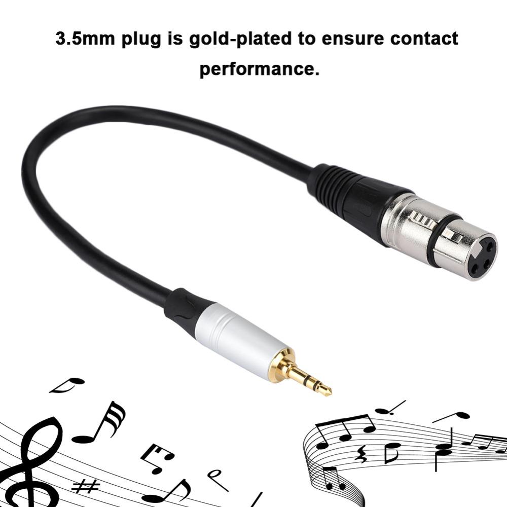 Compact 3.5mm Apapter Stereo 3.5mm Male To XLR Female Plug-and-Play 0.3m Length Audio Converter Mic Cord Computer Recording