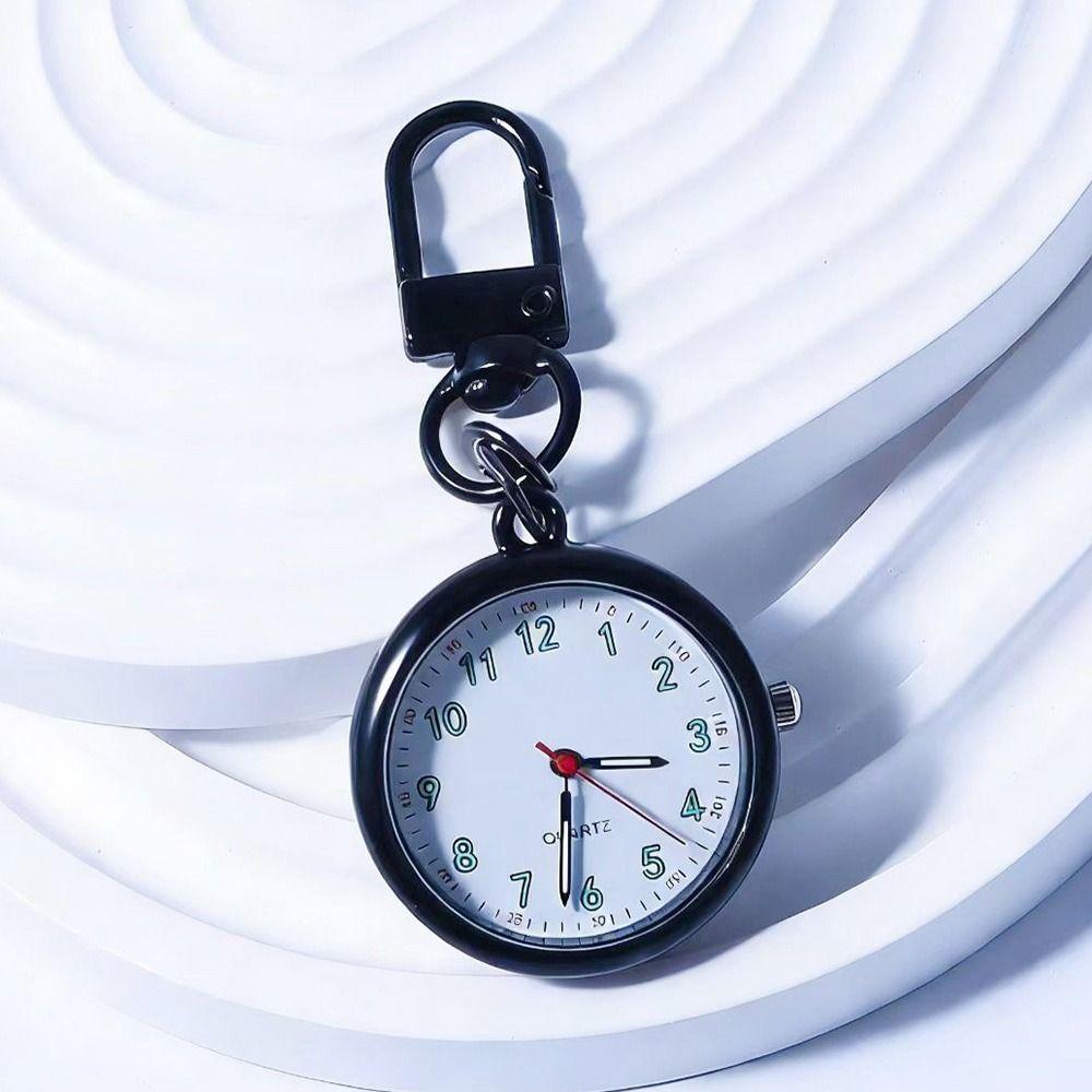 Silent Movement Exam Watch Alloy Case Leather Cover Keychain Watch Reusable Design Mini Size Pocket Watch Key Ring Accessory