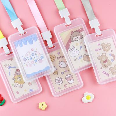 1pc ID Card Holder+Lanyard Anti-lost Waterproof Name Tag Decor for Student Card Office Work Card Meal Card Transportation Card