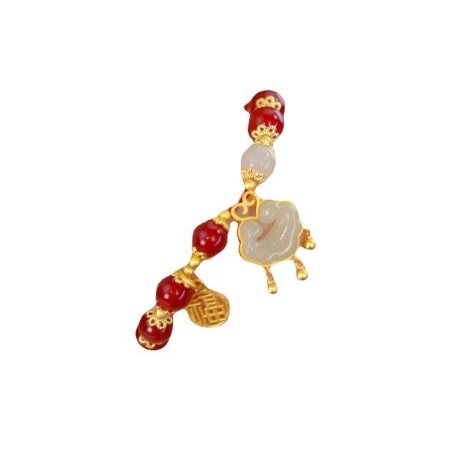 Natural Red Agate Resin Peace Lock Bracelet Blessings of Peace Niche Gift Bracelet for Girlfriend or Best Friend