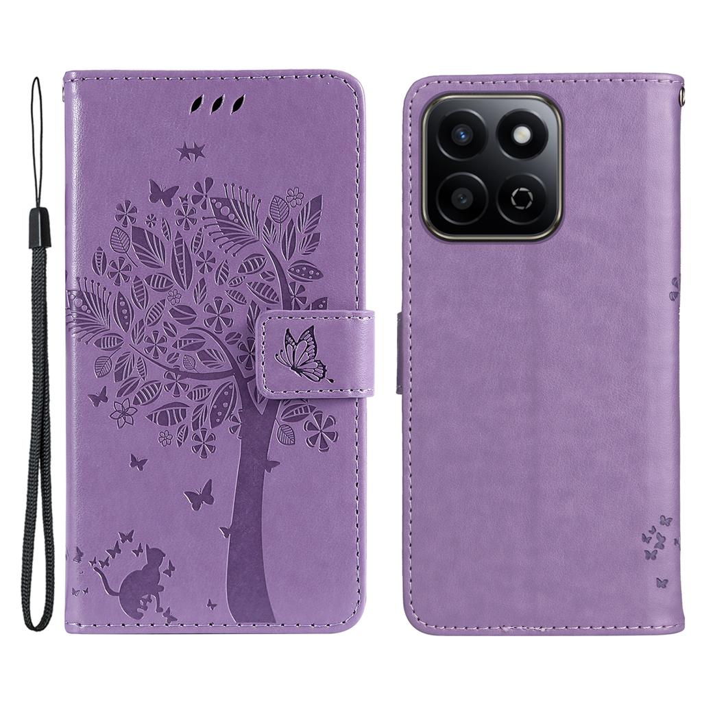For Honor Play 60 Plus 5G/Play 9T/X7c 4G/200 Smart 5G Phone Case with Stand Cat Tree Pattern Leather Wallet Mobile Cover