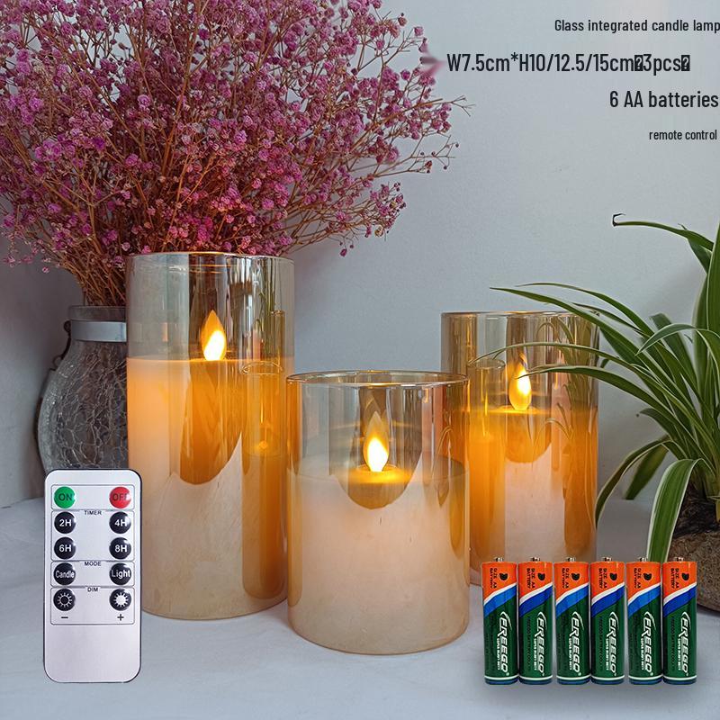 Remote-Controlled LED Glass Candle Lamp with Flickering Flame - Ideal for Romantic Home Decor and Weddings