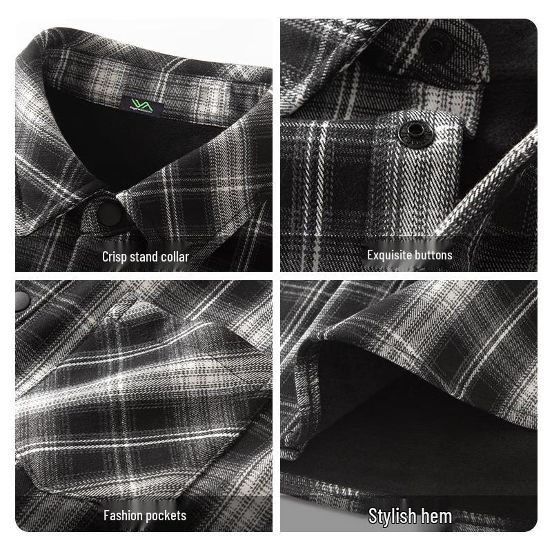 Fingercroxx Men's Flannel Plaid Shirt Jacket
