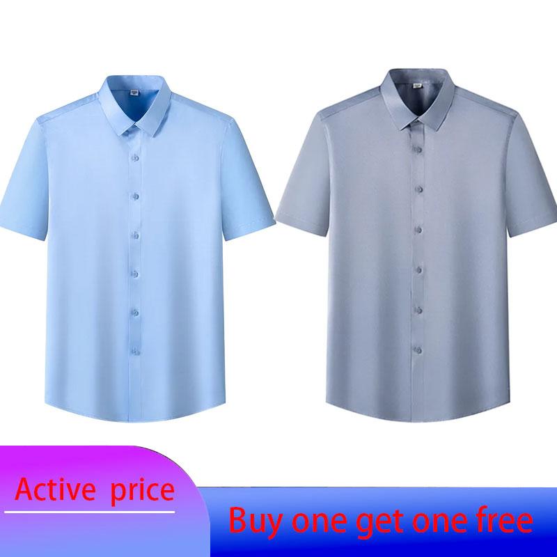6XL Men's Short Sleeve Shirt Summer New Style Ice Silk Ice Feeling High Quality Large Size No Iron Business and Leisure