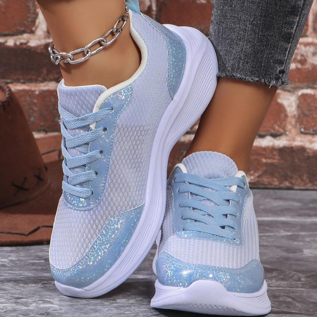 Casual sports sequins women's shoes spring and summer breathable women's shoes fly-woven sneakers fashion casual women's shoes fly-woven sneakers