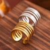 Geometric Stainless Steel Colorfast Titanium Ring with Open Cross-line Design