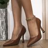 2026 Autumn Solid Color European and American New Brown Pointed High Heels Single Shoes