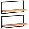 Wall Shelves 2 pcs. 80 x 25 x 35 cm Solid Acacia Wood and Steel