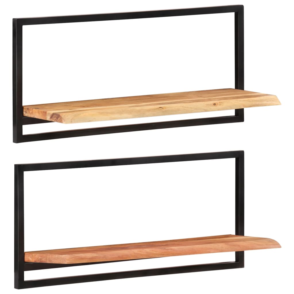 Wall Shelves 2 pcs. 80 x 25 x 35 cm Solid Acacia Wood and Steel