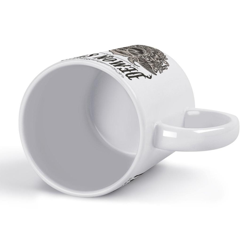 11 oz Weiße Keramik-Kaffeetasse mit beidseitigem Druck, glänzende Oberfläche und bequemer Griff für Tee-, Milch- und Heißgetränkepausen