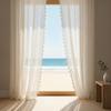 French Tulle Lace Curtains Geometry Striped Knitted Lace Light Filtering For Kitchen Bedroom Living Room