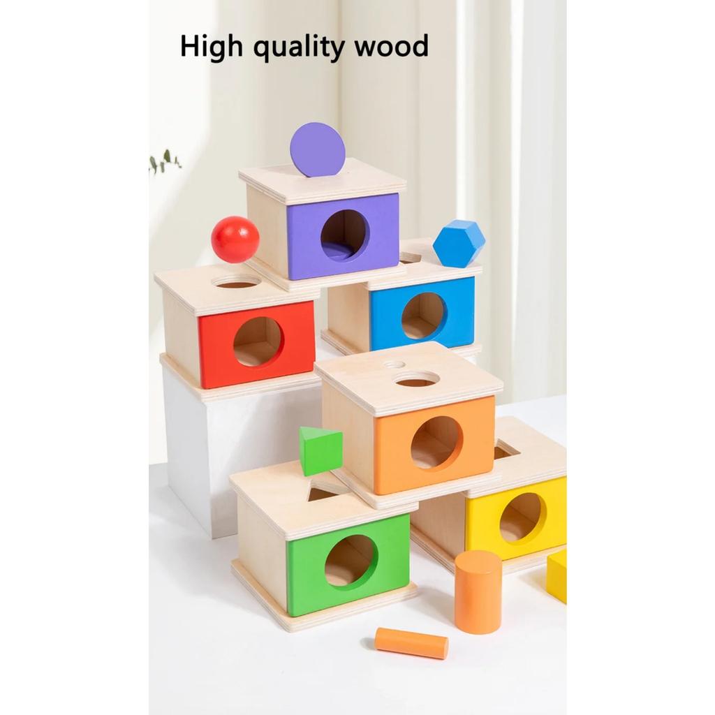 Oggetto in Legno Scatola Permanente Giocattoli Montessori Bambino Ordinamento Abbinamento Scatola Palla Moneta Gocce Sensoriali Colore Forma Giochi Educativi Bambino