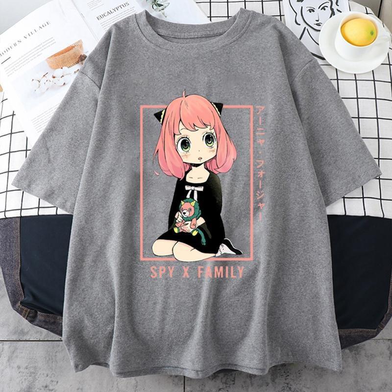 New Anya Forger Graphic Print T-shirt Women Fashion Round Neck Loose Tee Shirt Streetwear Casual Anime Harajuku T-Shist