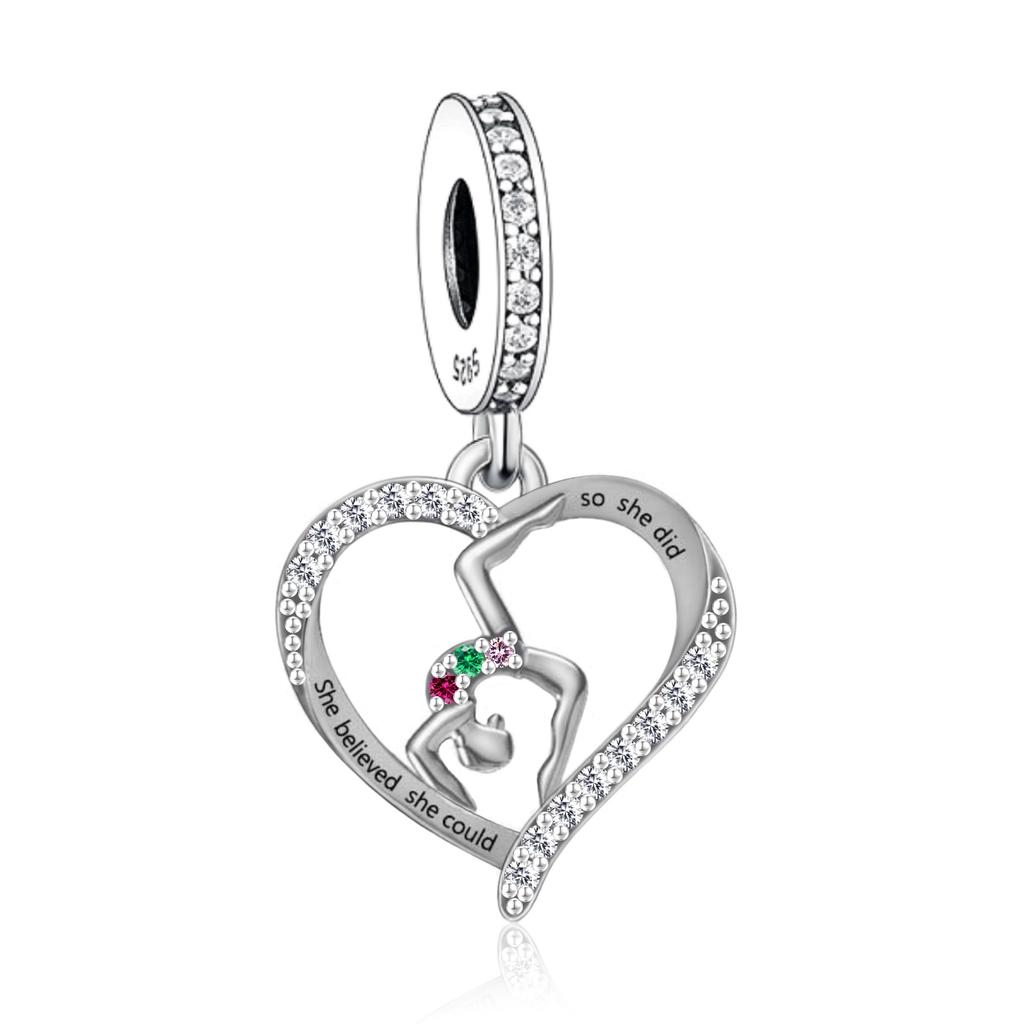Fit Charm Bracelet 925 Silver Swimming Pole Dance Cheerleader Golf Volleyball Baseball Runner Bead For Making Berloque