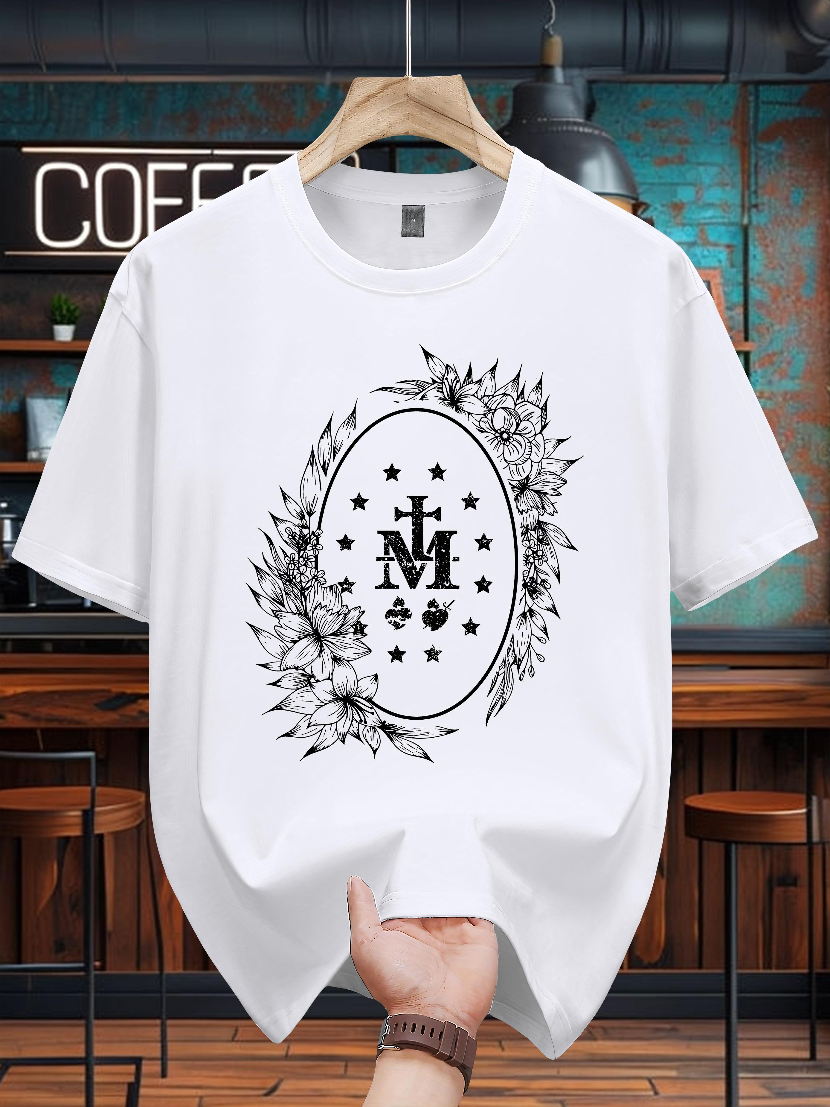 200g 100% Cotton Short Sleeve T-shirt with Floral & Star Print M