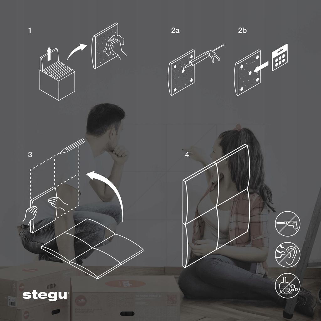 Panel tapicerowany wezgłowie Duo PP Matte Steel czarny 60x30 cm 1szt