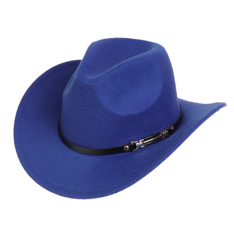 Western Cowboy Top Hat Spring And Autumn New Jazz Hat Big Brim Pentagram Belt Accessories Felt Hat Men And Women