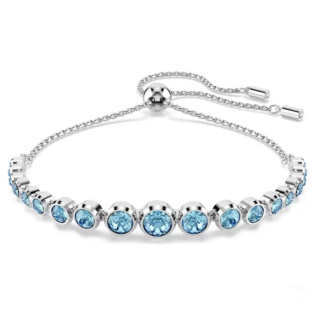 New Product S 925 Pure Silver Sea Blue Round Diamond Emily Women's Bracelet Fashion Luxury Jewelry