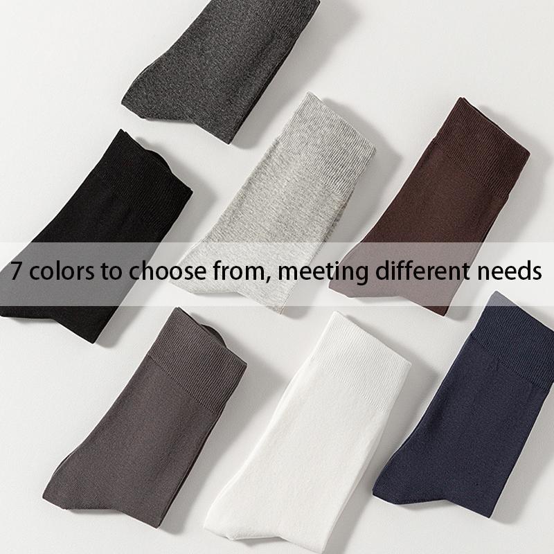 5Pairs Men's Combed Cotton Socks Boneless suture New Casual Breathable Black White Business Male Long Sock High Quality EU38-45